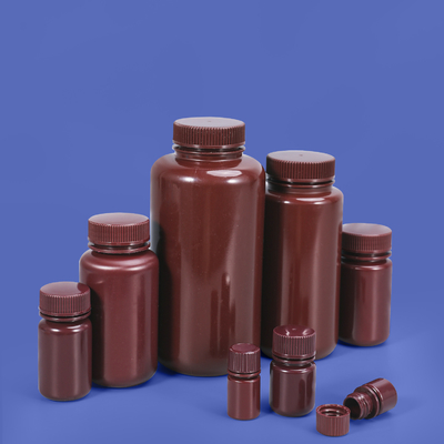 kaufen Individuell angefertigte, chemikalienbeständige, breitmundige, braune HDPE/PP-Plastikflasche für das Labor Online-Herstellung