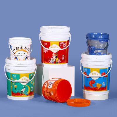 kaufen 100% Material Farbenfrohe runde Plastikbehälter mit Deckel und Griff Online-Herstellung