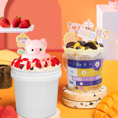 kaufen 1L Plastik-Creme-Eimer mit halbkreisförmigem transparenten Deckel und individuellem Logo-Druck Online-Herstellung