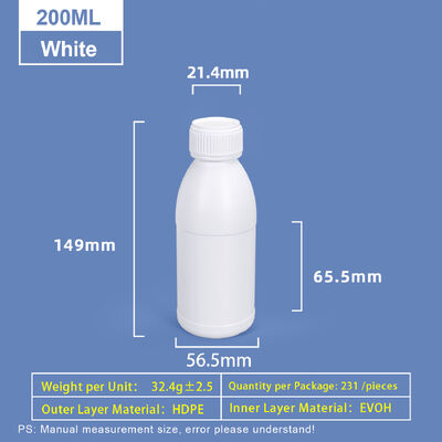 kaufen 200ml weiße, rundschultrige Kunststoffflasche, Coex-HDPE-Flasche Online-Herstellung