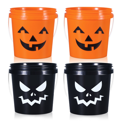 Rundes, maßgeschneiderte Kunststoffbehälter für Lebensmittel mit Deckel und Griff für Halloween-Süßigkeiten