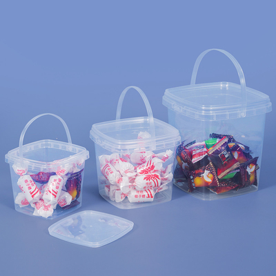 280 ml 500 ml 1L 2L Quadrat Custom Printed Party Süßigkeiten Popcorn Cookie Milch Honig Plastik Eis Eimer mit Deckel
