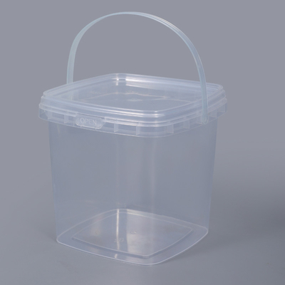 2L Kapazität Lebensmittelqualität Klarquadrat Plastik Eimer Eimer mit Griff für die Aufbewahrung von Keksen