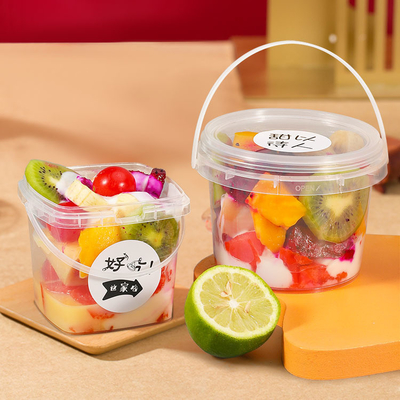 Andere Lebensmittel-Grad Dicke Plastikbehälter mit Halter und Deckel für Meeresfrüchte Snack OEM Farbdruck