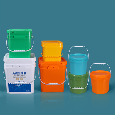 Quadratische Wasser-Food-Sichere Plastik Eimer mit Deckel 10 Gallonen 20ltr klares Weiß