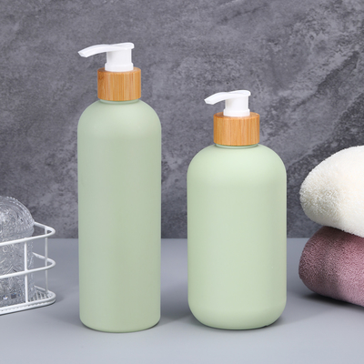 400 ml 500 ml Soft Touch Cosmetic Squeeze Flasche mit Bambusdeckel für Shampoo Körperbutter Lotion