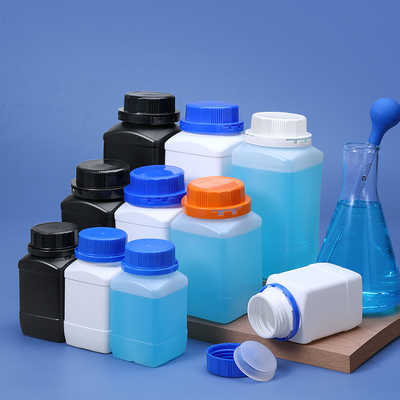 Flaschenflasche aus Plastik mit breitem Hals und quadratischem Labor 250 ml 500 ml 1000 ml
