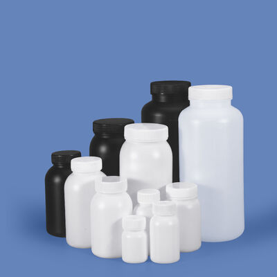 HDPE-Rundflasche mit breitem Mund 50 ml-2L für Pulvergranulate Chemische Reagenzien und organische Lösungsmittel