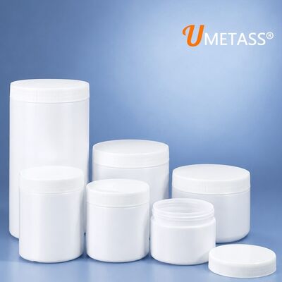 Fabrikdirektes HDPE-Kunststoffglas mit weitem Mund und Schraubverschluss, 150 ml bis 1 l, mit Aluminiumfolien-Einsatzglas zum Würzen von Getreide und Backpulver
